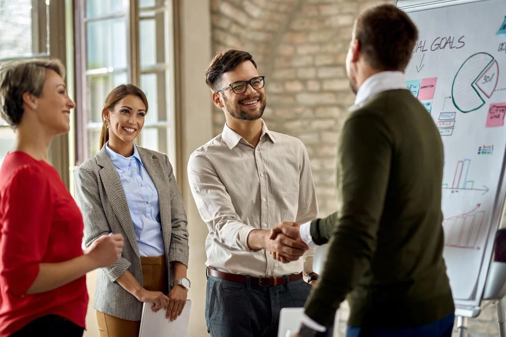 Colleagues working together in an office